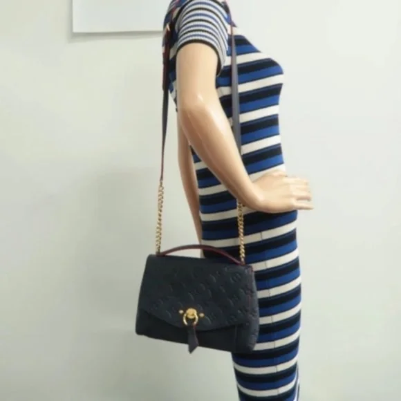 100% Authentic Louis Vuitton Blanche Navy Monogram Empreinte Leather Satchel Bag - Picture 12 of 12
